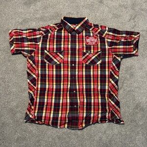 Rocawear Men's Red and Yellow Plaid Button Down Shirt